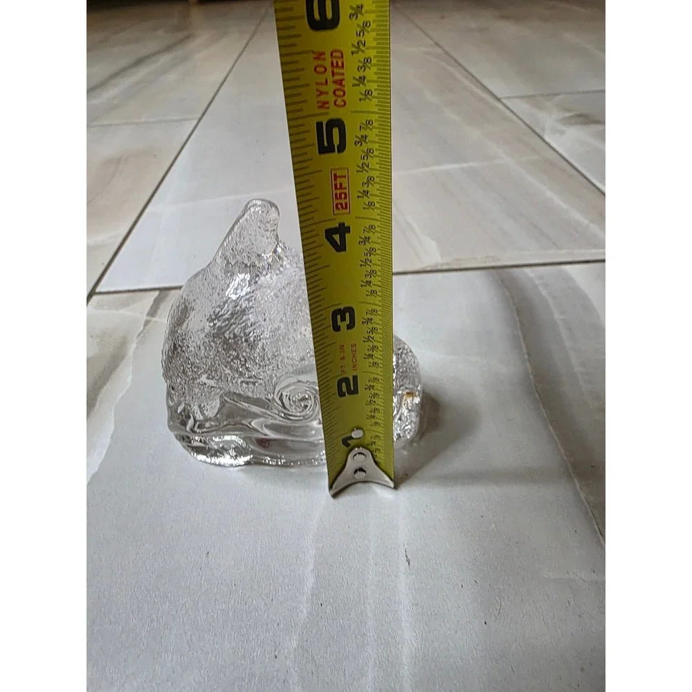 Clear Art Glass Dolphin Wave Votive Candle Holder Nautical Figurine 4.5‎ inch E1